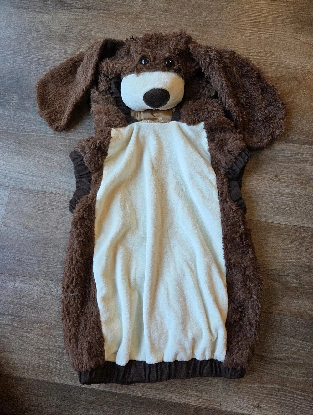 Brown Puppy Dog Halloween Costume Plush Hooded Jumpsuit Toddler size 4-6